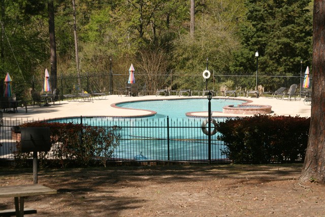one of 3 community swimming pools at holly lake ranch.