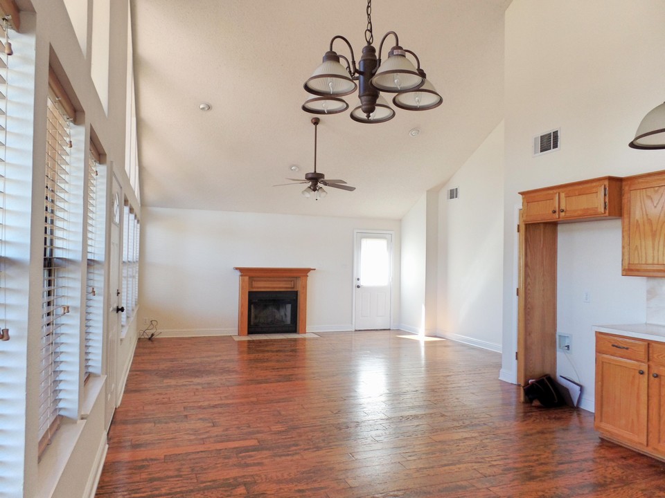 view from kitchen to living