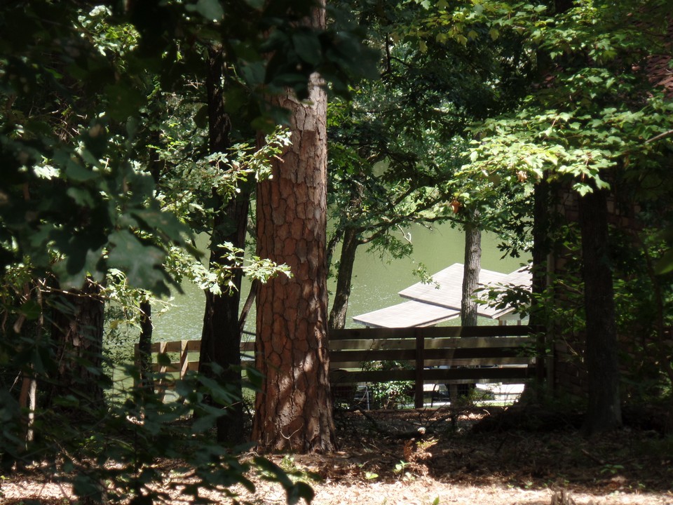 partial view of lake from front porch and side yard