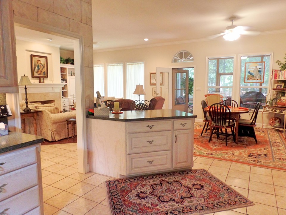 view from kitchen to living and breakfast room