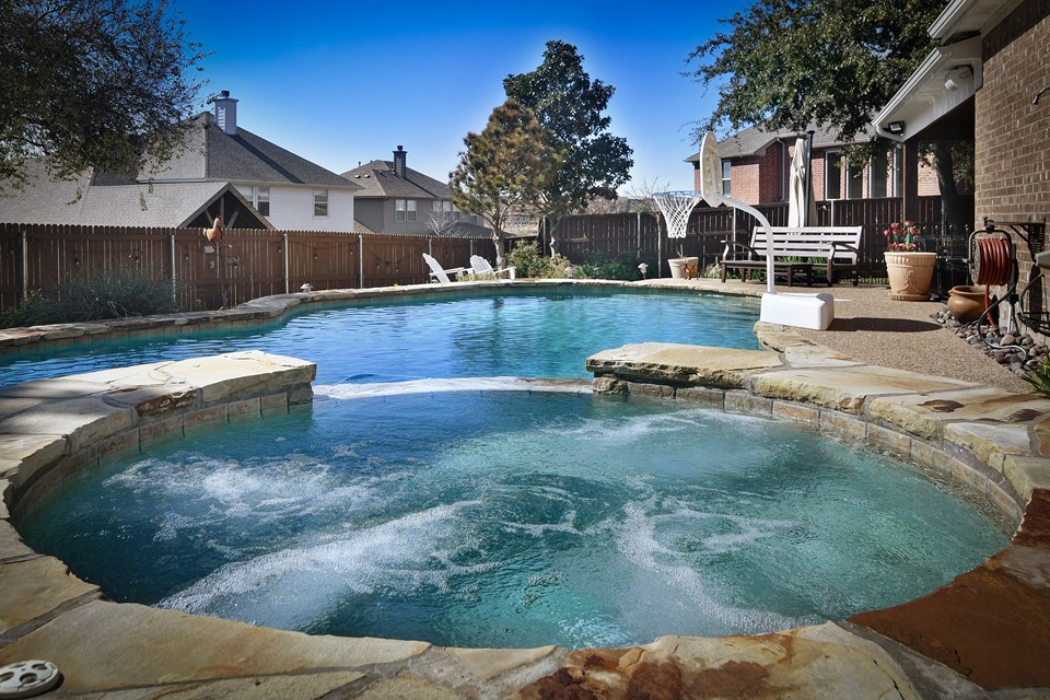 heated pool with spa