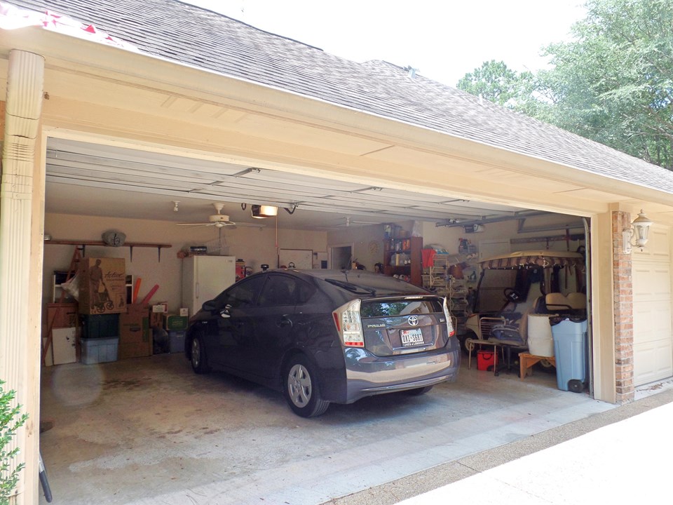 2-car attached garage with golf cart storage